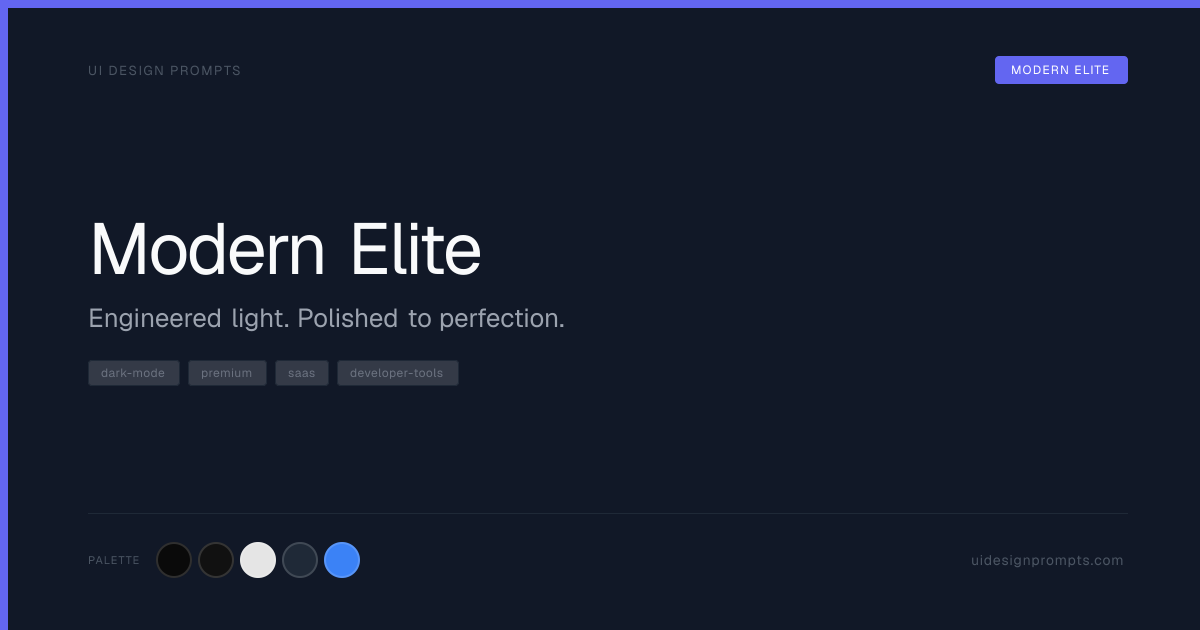 Modern Elite Design System — UI Design Prompts
